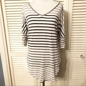 Mossimo Oversized Ombré Stripes Slit Sleeve Soft Top Size XS Loose Fit